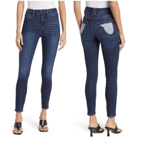 Good American Good Waist High Rise Skinny Jeans  Blue Indigo203 Size 25 New - Picture 1 of 8
